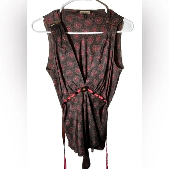 Rozae Nichols Embellished Tied Silk Top Size S - Picture 2 of 5